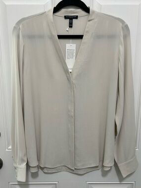 Eileen Fisher  Georgette Crepe V-neck Shirt